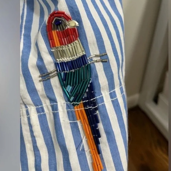 Maeve by Anthropology Tie-Back A-Line Beaded Parrot dress - Picture 10 of 13